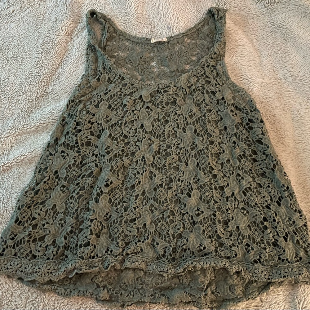 Poof! Green Lace Sleeveless Tank Top